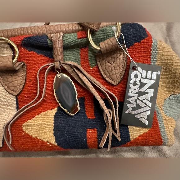 Marco Avane Kilim Purse Bag Satchel Fringe NWT Vintage - Picture 2 of 5